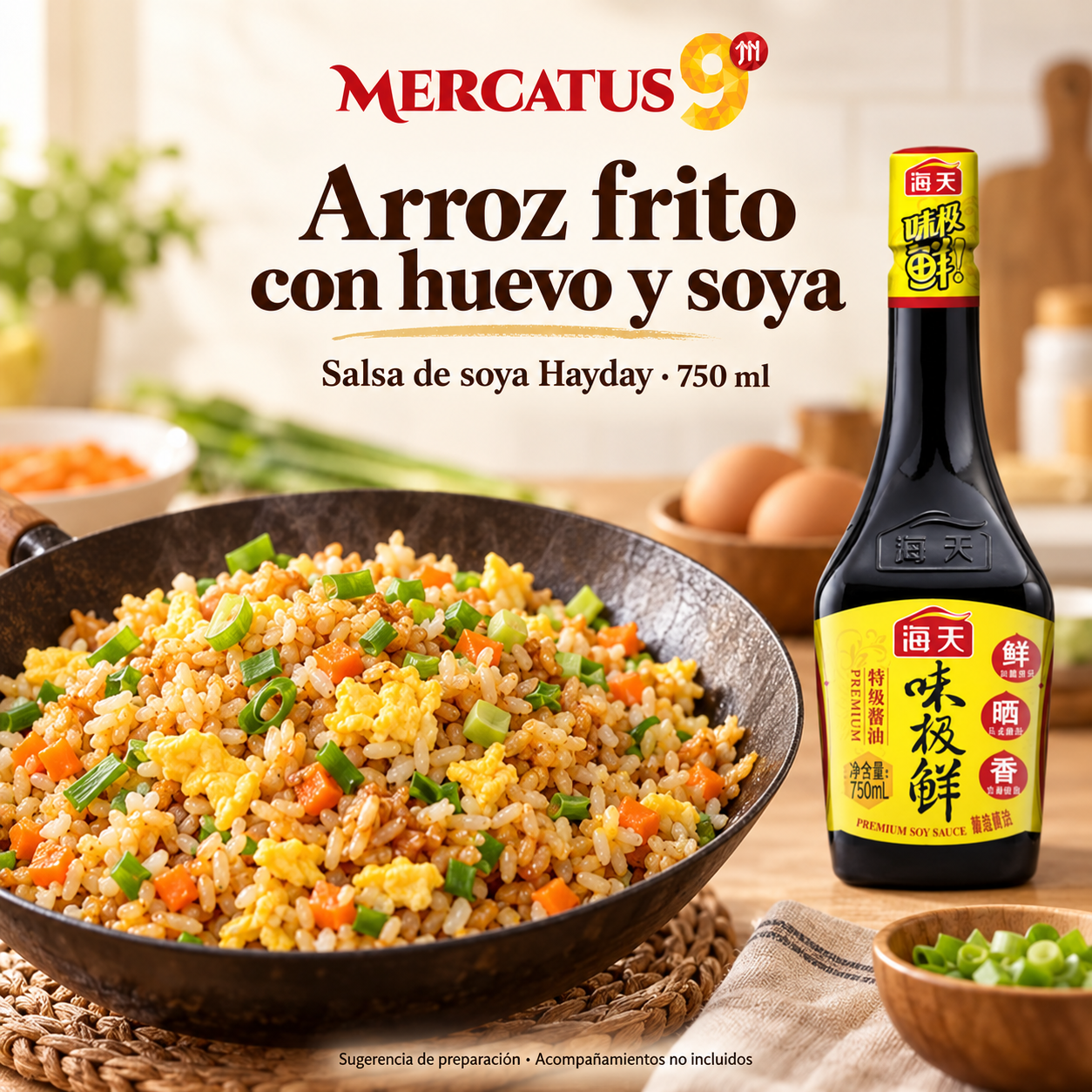 Salsa de soya Hayday · 750 ml — Arroz frito con huevo y soya