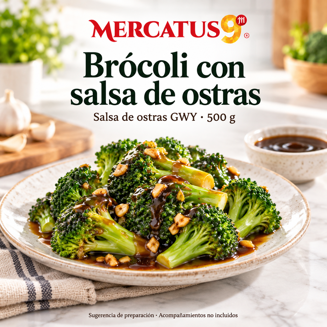 Salsa de ostras etiqueta dorada GWY · 500 g — Brócoli salteado con salsa de ostras