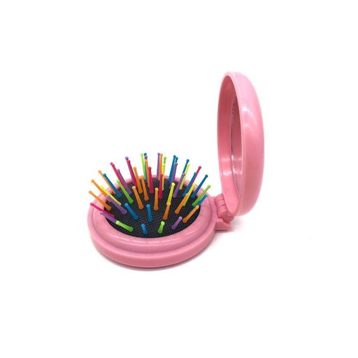 [TEMPMINI CEPILLO ROSADO CHIC CON ESPEJO] CHIC PINK MINI BRUSH WITH MIRROR