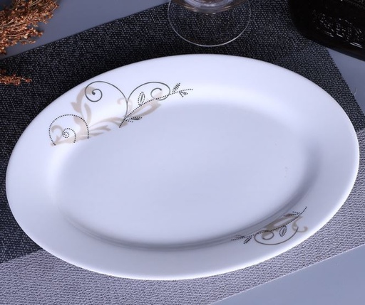 [B02JS19202] CERAMIC OVULAR PLATE - FLOWER EDGE 14“